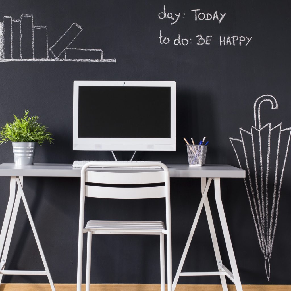 Minimalistic desk with computer